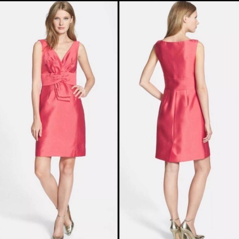 Kate Spade silk blend coral pink bow dress 6